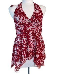 Michael Kors Red and White Halter top Medium